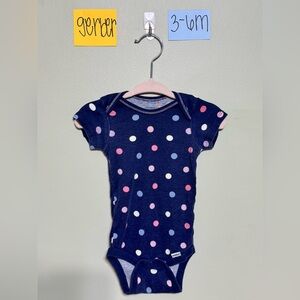 NWOT Gerber Navy Polka Dot Infant Bodysuit, Size 3-6M